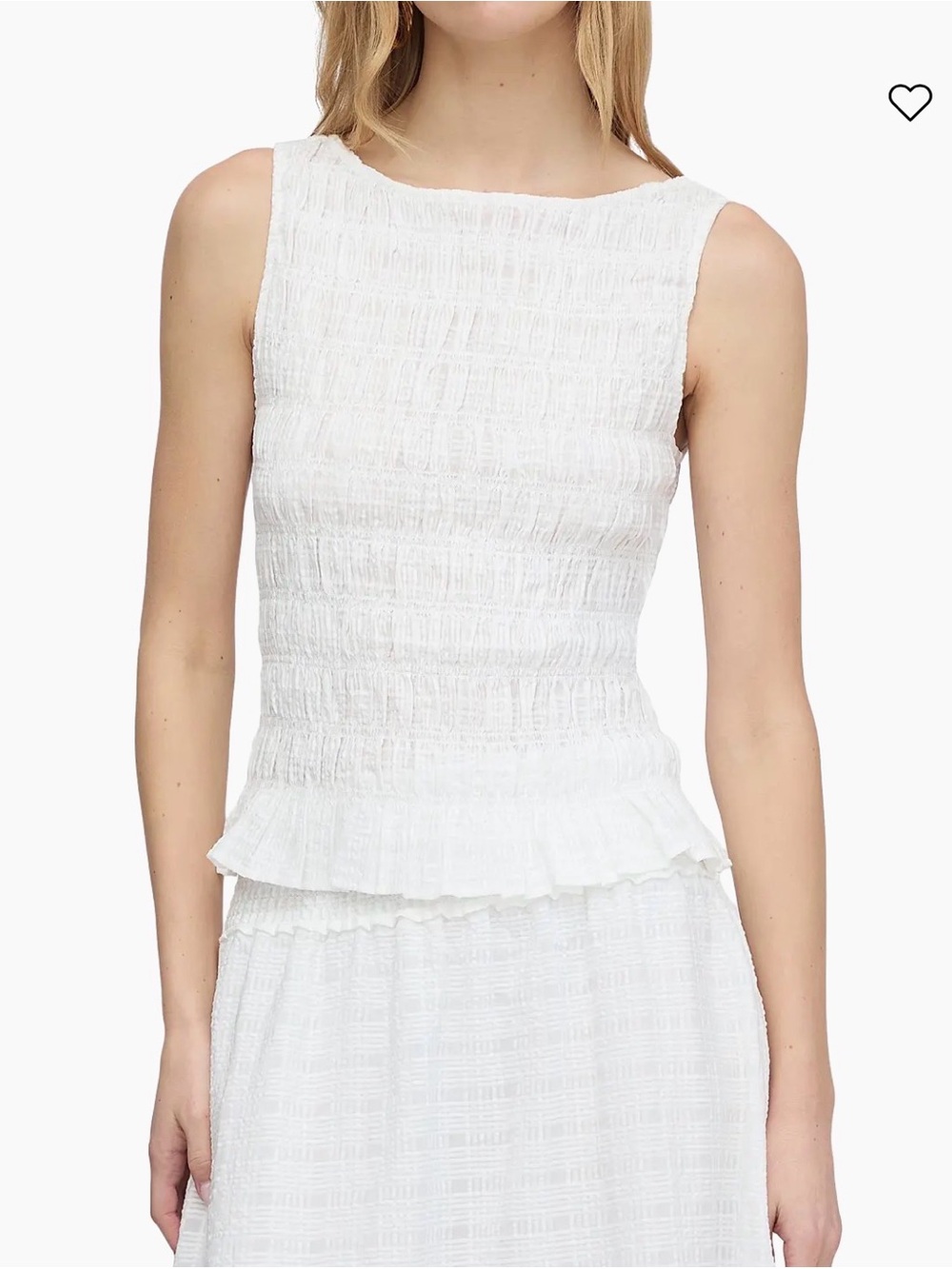 Hill House White Sleeveless Smocked Peplum Top